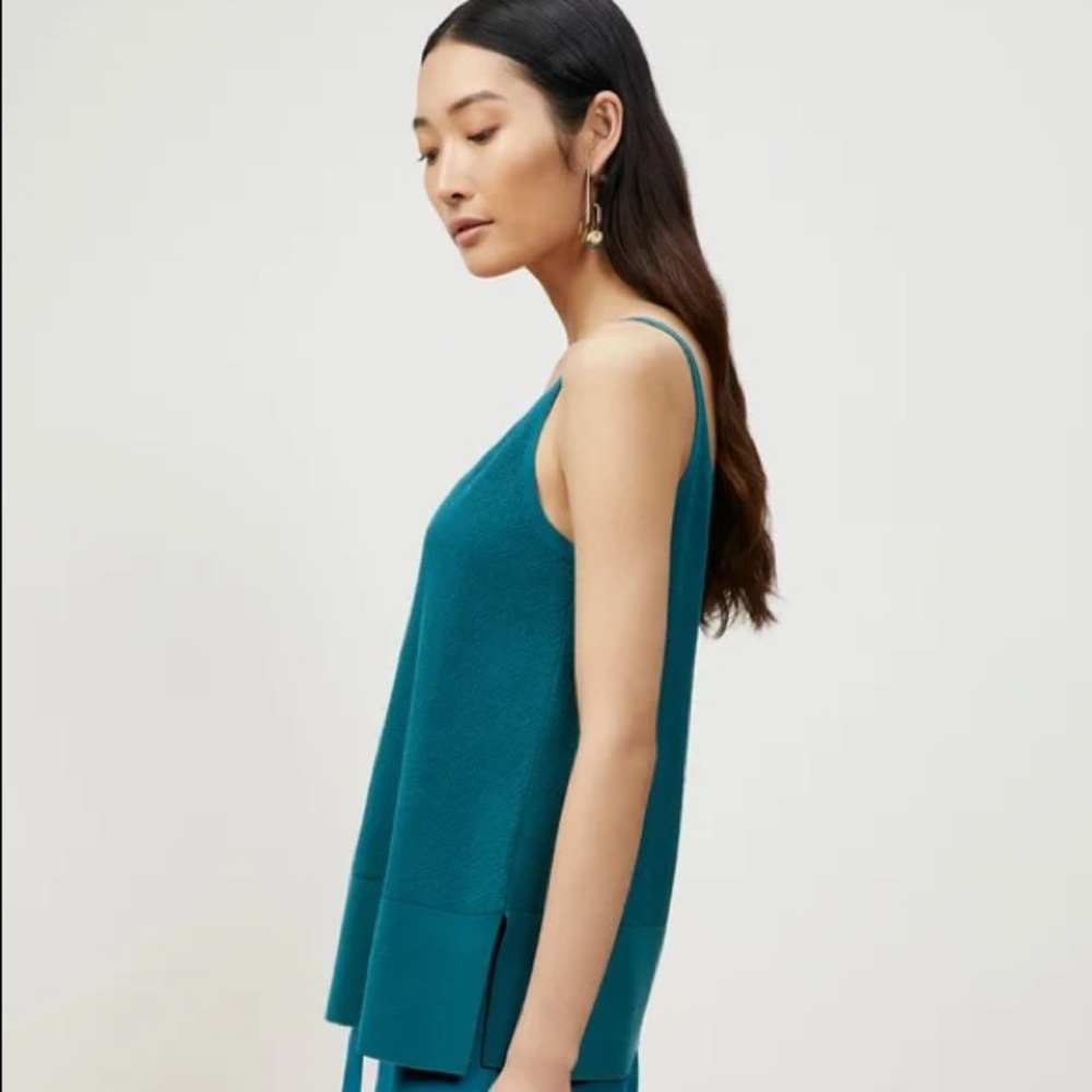 💕FINAL DROP LAST CHANCE💕 Lafayette 148 New York V-NECK TANK Deep Lagoon Large - Picture 7 of 8